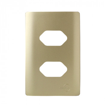 Placa P/ 2 Tomadas 4x2 - Novara Dourado Placa P/ 2 Tomadas 4x2 - Novara Dourado